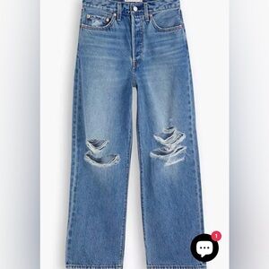 Levi's Distressed Ribcage Straight Jeans